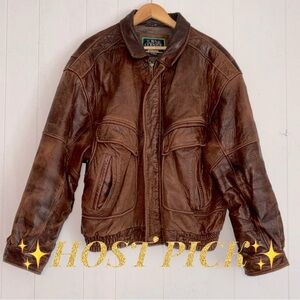 Vintage Town & Country Men’s Genuine Distressed Leather Flight Bomber Jacket